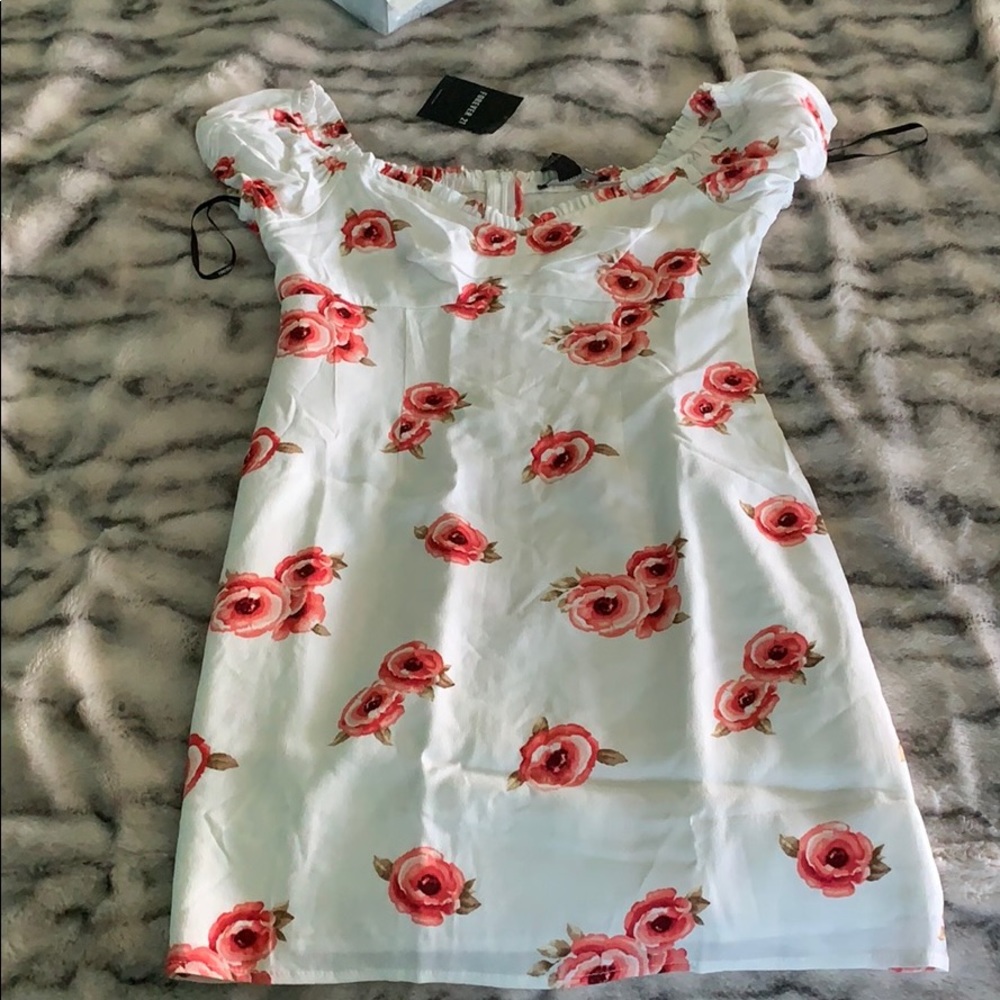 Cute, short off the shoulder rose dress